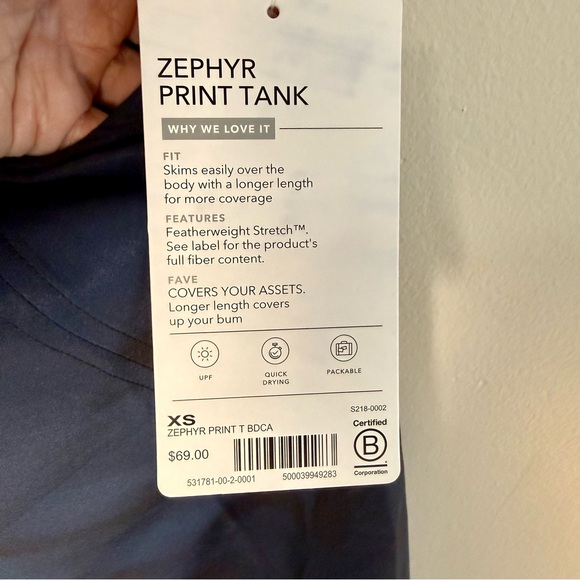 NEW Athleta Women's Zephyr Black and Blue Tank Top | XS - Picture 2 of 6